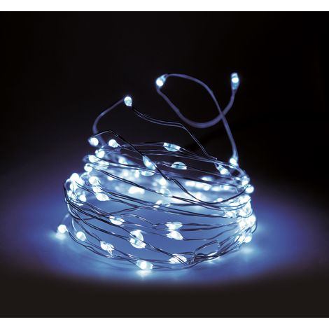 Draht Lichterkette 160 Micro LED - kalt weiß - für Außen mit Timer und 8 Funktionen