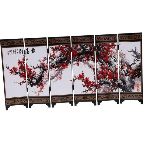 Paravent Pliant en Bois Style Chinois Ancien, Écran de Salle à Panneaux pour Décoration Maison et Bureau, Séparateur de Pièces Intérieur Noir Rustique (1/5)