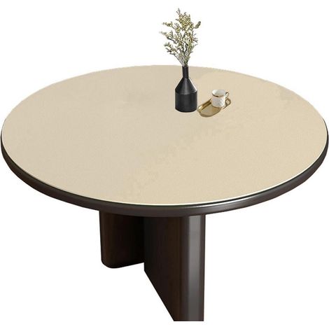 Nappe de table ronde en PU 70cm, imperméable, résistante aux rayures, réversible, Or+Café