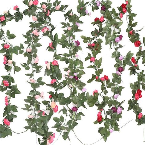 Garlande de 10 fausses roses grimpantes, 99 pouces, lierre artificiel suspendu, décoration florale pour maison. (1/3)