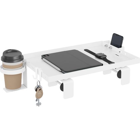 WOLTU Table de Chevet Suspendue en Acier, Tablette Tête de Lit Mezzanine, pour Bord de Lit, 47x25 cm, Blanc (1/5)