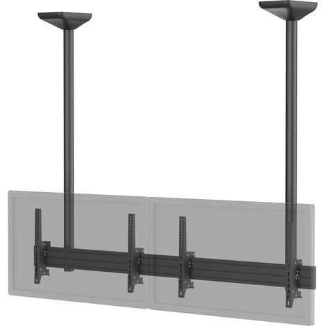 Support TV plafond menu board 2 écrans 45''- 55'' Hauteur 150cm noir (1/3)