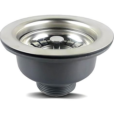 Bonde d'évier en acier inoxydable 304 - Pour évier de cuisine - 1 1/2" - Diamètre : 114 mm (1/4)