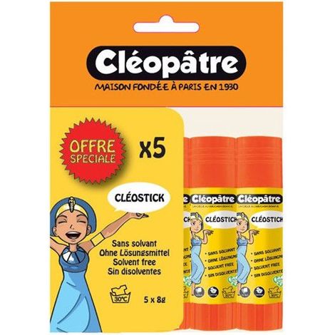 Lot de 5 bâtons de colle - Blanche - Cléopâtre - Cléostick - 8g