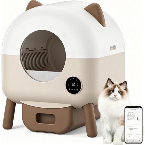 Litière autonettoyante pour Chat, 89 l, contrôlée par Application, capteurs de sécurité, contrôle des odeurs, litière Automatique pour Plusieurs Chats, veilleuse LED, 1 Rouleau de Sacs Poubelle (1/5)