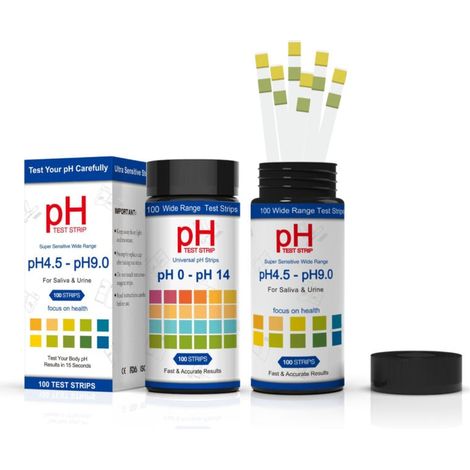 Lot de 100 bandelettes de test de pH universelles, gamme complète de 0 à 14, tests rapides de pH pour urine, salive, eau potable, laboratoires, aquariums, gymnases, piscines (1/5)