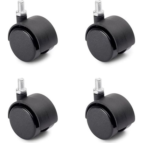 Roulettes pour chaise de bureau - Roulettes de rechange pour chaise de bureau - Lot de 4 - Roulettes pivotantes - Convient aux sols durs - Anti-rayures - Noir (1/5)