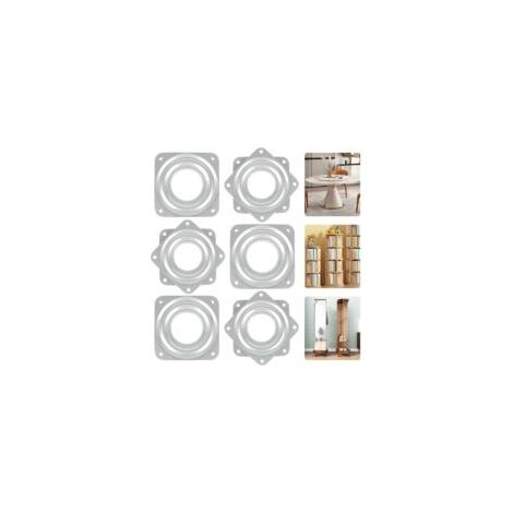 Piatto girevole a 360 gradi, 6 pezzi, piatto girevole in metallo, piatto girevole per TV, piastra girevole quadrata con cuscinetti a sfera in 4 pezzi per mobili da ufficio, 7,6 cm - Crezuo