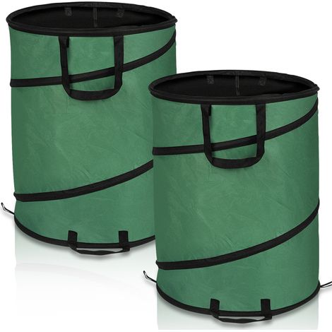 Wolketon Gartensack 2X 170L Pop Up Laubsack Gartenabfallsack XXL Garten Tasche Rasensack mit Griffen Reißfest Wiederverwendbar