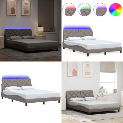 vidaXL Bettgestell mit LED ohne Matratze Taupe 140x200 cm Stoff (1/5)
