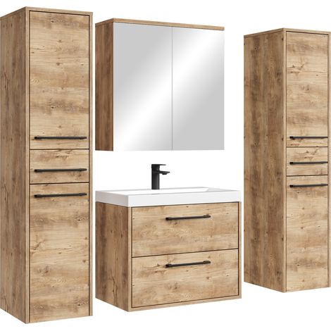 Set di mobili da bagno Florence 60 cm XL – Rovere castagno