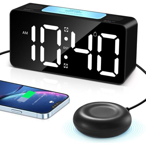 Reloj digital monobloque de 7" (18 cm) con indicador de fecha y hora - Reloj con memoria para personas mayores (Alzheimer) - Recordatorio de medicación - Blanco 204x143x24mm