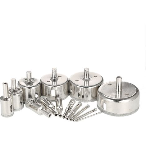 Kit de perçage de trous de verre 3-70mm, 14 pièces, foret pour marbre, carrelage, céramique, porcelaine, accessoire d'outil (1/5)
