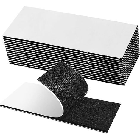 Scratch Autocollant Double Face (15 pièces), Bande Scratch Adhésive Noir, Pour Mur, Sol, Métal, Plastique, Ménage, Bricolage, Puissant 3 10cm, Carré noir (1/5)
