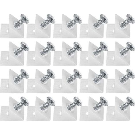 20 Pièces Cales en Plastique pour Meuble Tiroir, Équerre De Fixation, Connecteur Arrière Stabilisateurs, Fond de Tiroir Connecteur avec Vis, pour Réparer Affaissement Étagère Meuble (1/4)