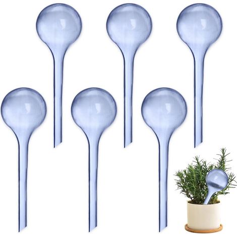 Boules d'Irrigation pour Plantes, 6 Pièces Globes d’arrosage 27.5  8cm Grands Globes D'arrosage Goutte d'eau de Fleur Globes D'arrosage pour Exterieur Interieur (Bleu) (1/5)
