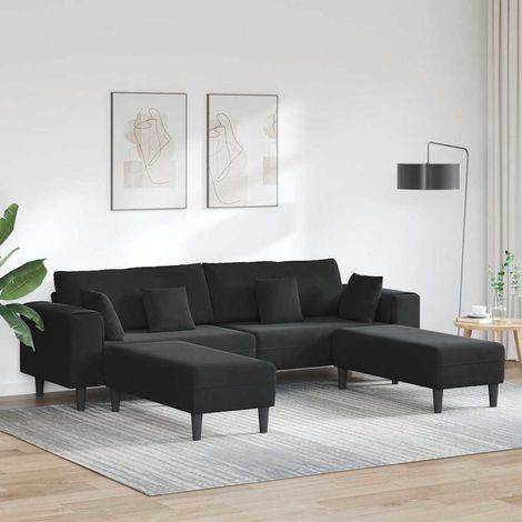 Sofá 3 uds. Negro Terciopelo vidaXL