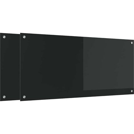 Protection de cuisine 2 pcs Noir 110 x 50 cm verre trempé CFW18277 (1/5)