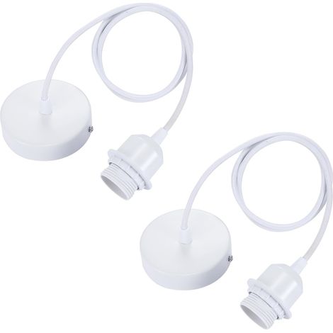Suspension E27 - Câble Textile Réglable 100 cm - Bague de Fixation Incluse - Compatible Abat-jour - Pour Cuisine Salon Salle à Manger - Lot de 2