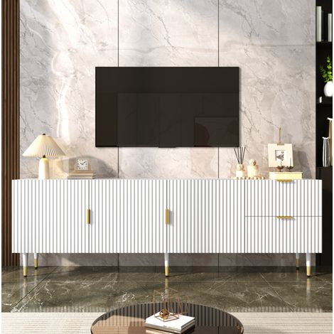 CHICFURN Mobile TV 170 x 35,5 x 55 cm bianco in MDF e truciolato con contenitori (1/5)