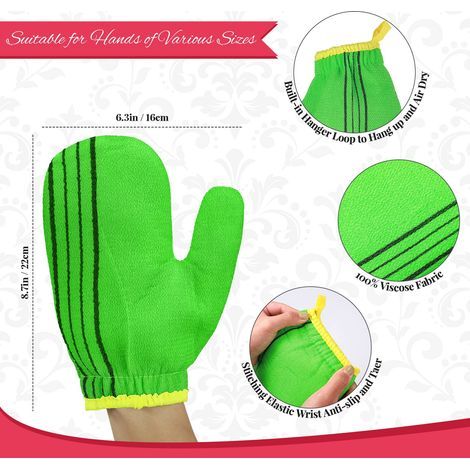 Gants exfoliants 3 pièces, serviette exfoliante, gants de gommage corporel, gants de douche italiens pour le visage, gants de massage pour le bain pour hommes et femmes, nettoyage en profondeur de la (1/5)