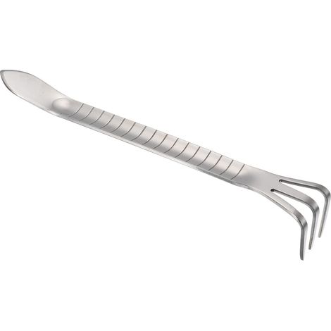 Râteau à racines : Aérateur de sol à 3 dents en acier inoxydable, avec manche épaissi et antidérapant (inclut une petite pelle) — Idéal pour le jardinage et la plantation de bonsaïs (Argent)