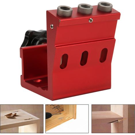 Taschenlochbohrführung aus Aluminiumlegierung, Haushalts-Holzbearbeitungs-Lochstanzer, Rot/Blau (1/5)