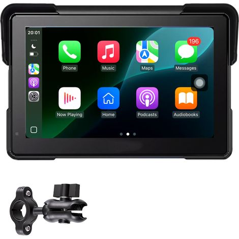Mophorn Sistema di Navigazione per Moto con Schermo Tattile HD da 7 Pollici, Compatibile con Apple CarPlay e Android Auto, Siri/Assistente Google, Bluetooth Doppio, Protezione IP67 (1/5)