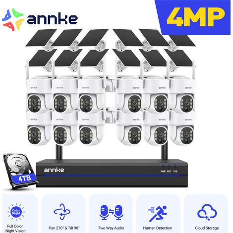 ANNKE Cámara de seguridad inteligente de 4 MP con audio bidireccional, visión nocturna para exteriores, impermeable, 12 unidades, 4 TB (1/5)