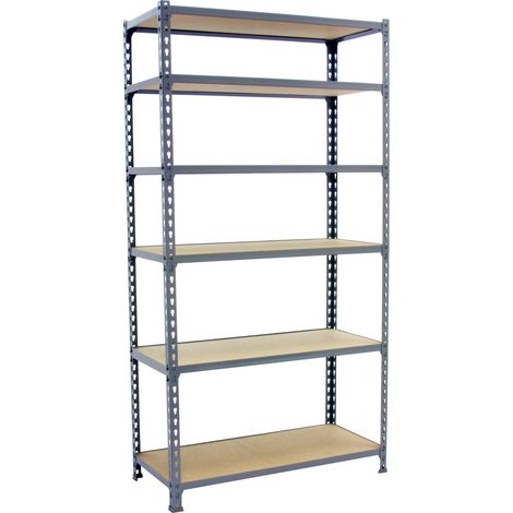 SimonRack Scaffale Portaoggetti, 2500x1100x400 mm, 6 Ripiani in Legno, Portata 200 kg per Ripiano, Scaffale da Garage, Grigio/Legno – Maderclick