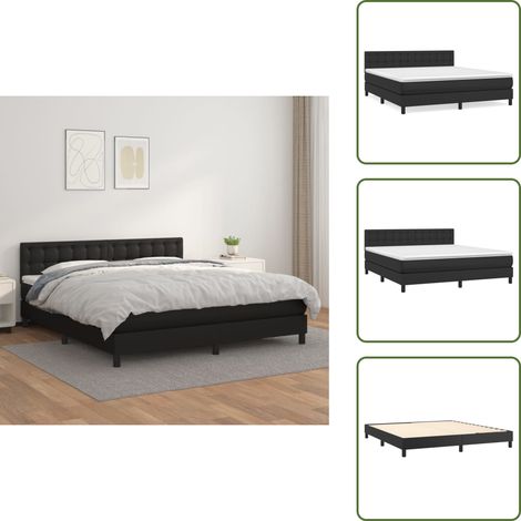 Letto con materasso a molle insacchettato - vidaXL Giroletto a Molle con Materasso Nero 160x200 cm in Similpelle - Letto con similpelle