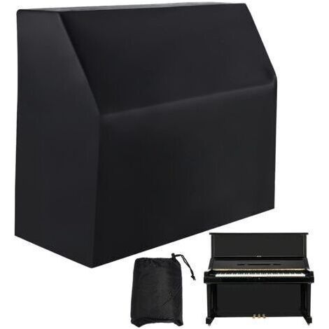 BUNTHAUS Housse de protection pour piano vertical, couverture complète anti-poussière, imperméable, revêtement argenté, tissu Oxford noir, bloque la lumière du soleil, l'humidité, la poussière (1/5)