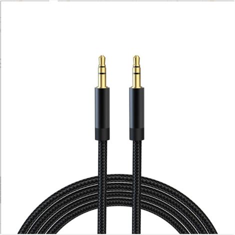 1.2M Noir  Câble Jack Audio Câble Auxiliaire 3.5mm mâle vers mâle [Plaqué Or] stéréo en Nylon pour iPhone, Samsung, iPod, iPad, Voiture, Casque, Autoradio, Smartphones, MP3 etc.