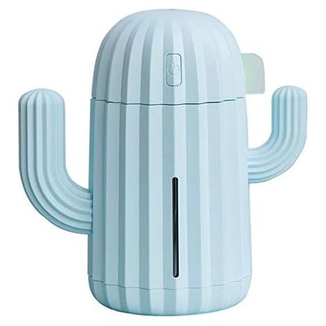 (Bleu) Mini humidificateur d'air portable en forme de cactus, idéal pour une seule pièce, avec veilleuse. Parfait pour le yoga, le bureau, le spa, la (1/5)