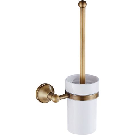 Lot porte-brosse WC mural en laiton antique bronze luxueux, accessoire salle de bain européen design