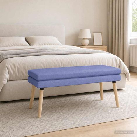 vidaXL Banc à double couche Bleu denim 110 x 40 x 47 cm Tissu (1/4)