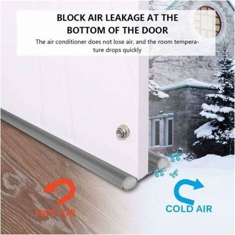 Bas de porte -1PCS Bas de Porte Double Isolant,Boudin de Porte Stop Froid,Bas de Porte Isolant Double Protection Contre Courants d'air Anti Bruit (1PCS, Gris) -..DEBUNS (1/4)