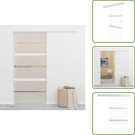 Puerta corredera con riel - vidaXL Puerta corredera vidrio ESG y aluminio plateado 90x205 cm - Puerta corredera con topes