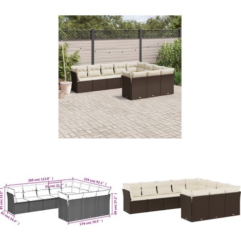 10-tlg. Garten-Sofagarnitur mit Kissen Braun Poly Rattan - Gartensorte - Esszimmergarnituren - Lounge Möbel - Outdoor Sofa - Gartenmöbel Set - Home & Living (1/3)