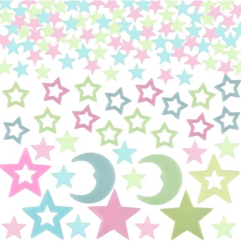 322Pcs Autocollants d'étoiles et de lune, autocollants muraux d'étoiles lumineuses au plafond, décoration du ciel nocturne à l'intérieur pour les enfants, les filles et les garçons (1/5)