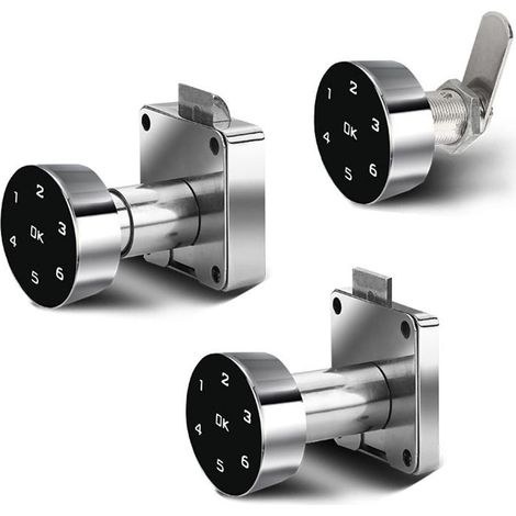 Serrure de porte intelligente Mot de passe intelligent tiroir armoire serrure de porte en bois dans le sens inverse des aiguilles d'une montre clavier électronique bureau numérique fichier boîte serru (1/5)