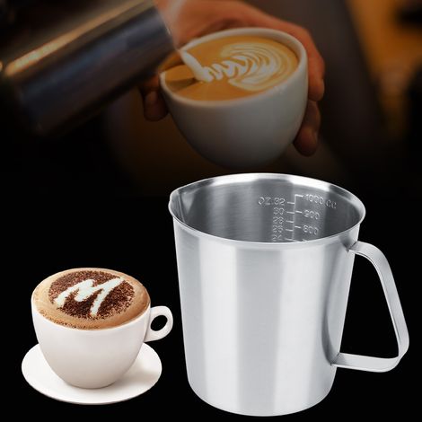 Pichet à lait en acier inoxydable de 1000 ml avec graduation pour latte art (1/5)
