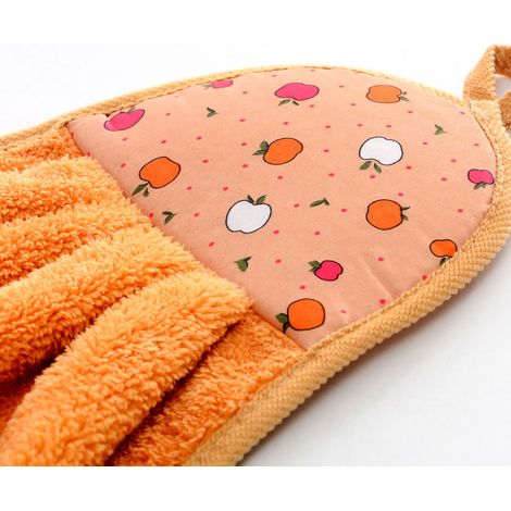 Chiffon Microfibre pour Cuisine et Salle de Bain - Serviette de Nettoyage Accrochable Orange (1/5)