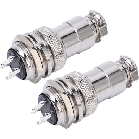 Lot de 2 connecteurs de prise aviation, boîtier en alliage de zinc, connecteurs en cuivre plaqué argent, 4 broches (1/5)