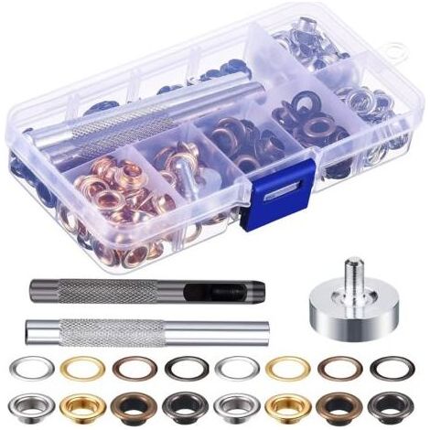 100 Pièces Kit De Grommets Eyelets,Metal Grommet Kit,Oeillets Pour Baches,Œillet Auto-Perforant Et Accessoire De Bâche,Convient Pour Les Chaussures, Les Vêtements, l'Artisanat De Bricolage (1/5)