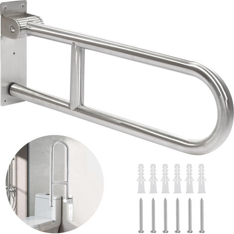 Haltegriff für Senioren, Behinderten WC Haltegriff, Aufstehhilfe Toilette, Klappbar, Edelstahl Stützgriff Toilette, Rutschfest, Haltegriff mit Einer Tragfähigkeit von 350kg