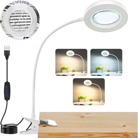 Lampe de bureau à pince de 95 mm avec loupe (nous contacter pour un emballage entièrement en anglais) (1/5)