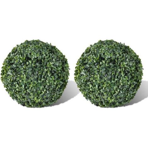 Boule De Buis Artificielle - Diamètre 27 Cm - Usage Intérieur Et Extérieur - 2 Pièces (1/5)