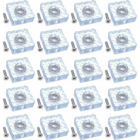 20x Antidérapant Silencieux 30mm Grand Protecteur Sol Silicone Patins de Meubles Planeurs avec vis pour Pieds canapé Table Bureau, Coussinets Chaise carrés Caoutchouc à Visser pour parquet (1/5)