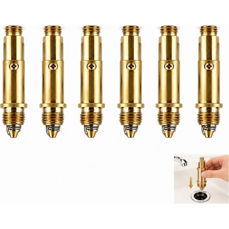 6-teiliges Messing-Federstopfen-Set, M8 x 1,25/M16 x 1,5 Click-Clack-Ablauffeder, 28/38 mm Ersatzkartusche für Pop-Up-Waschbeckenabläufe, Ersatzteil für Bad und Küche (1/5)
